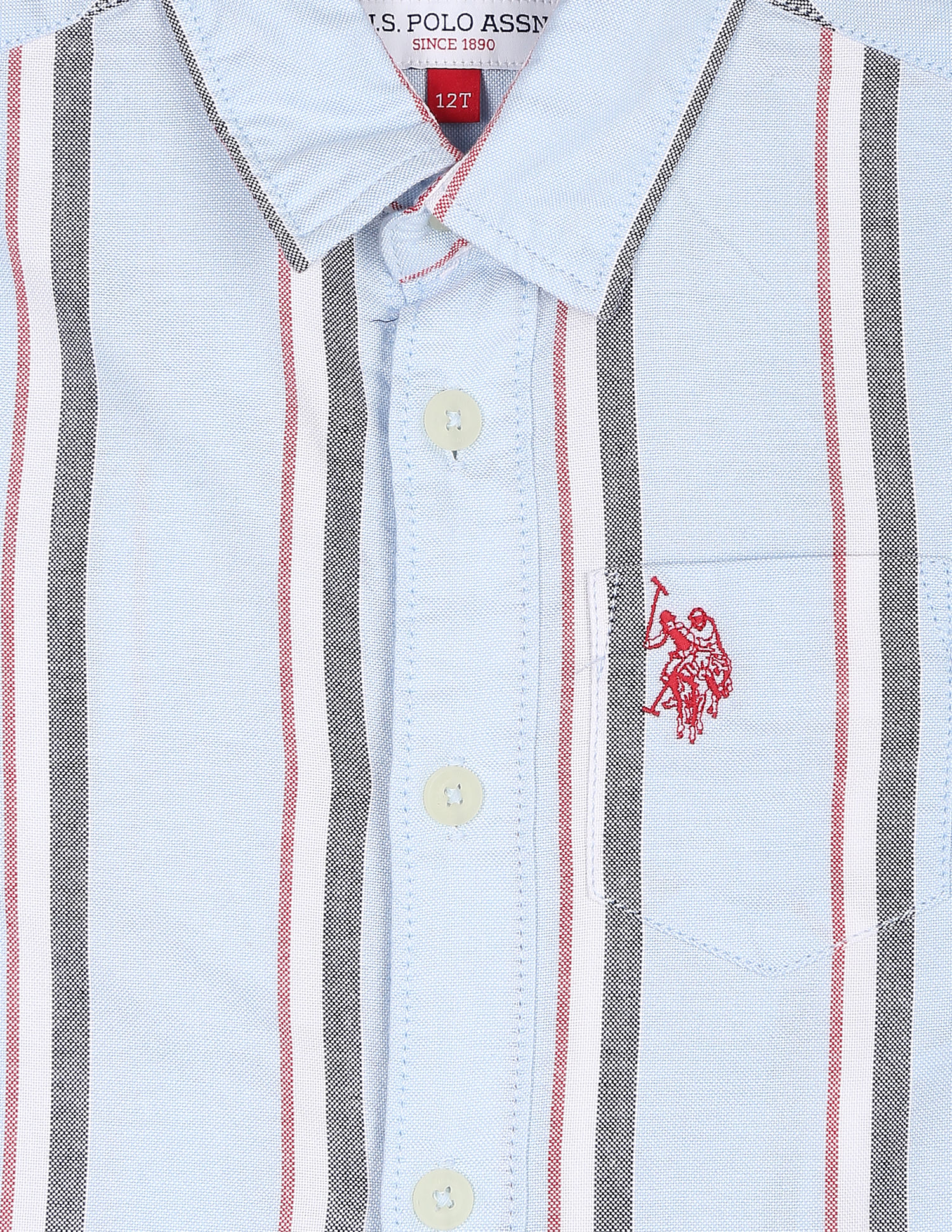 U.S. Polo Assn. Kids Boys Vertical Stripe Oxford Shirt