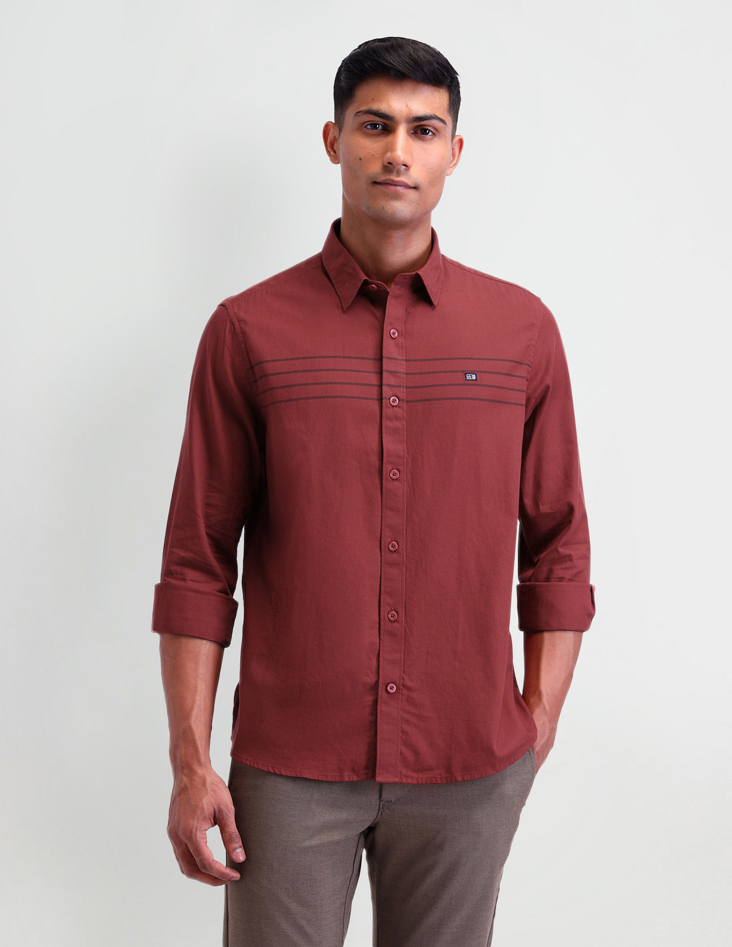 Arrow Sport Horizontal Striped Tailored Fit Shirt