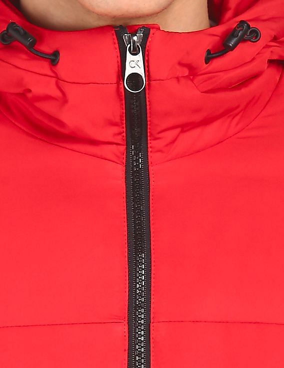 Calvin Klein Men Red Brand Print Hooded Jacket
