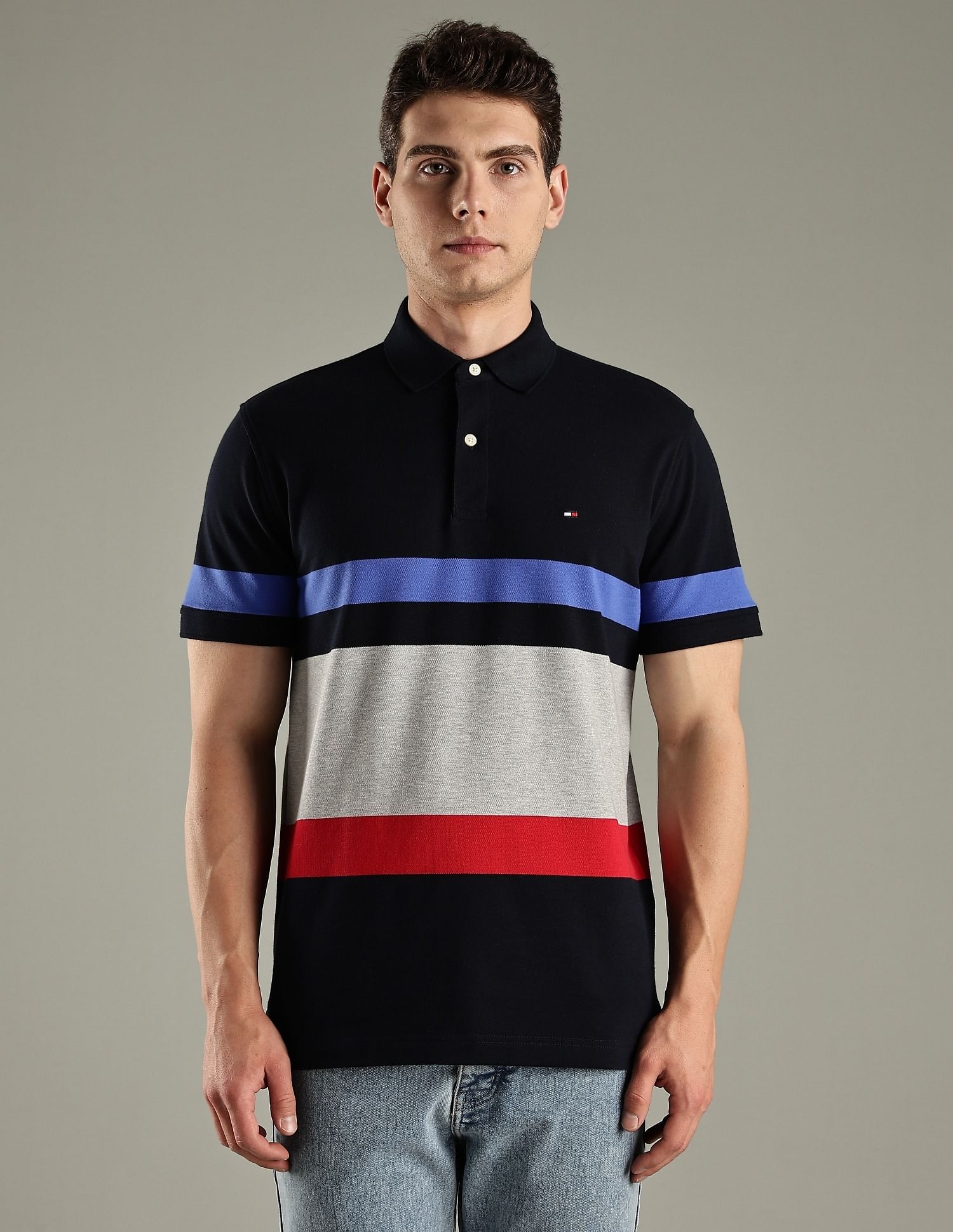 Tommy Hilfiger Striped Regular-Fit Cotton Polo T-Shirt
