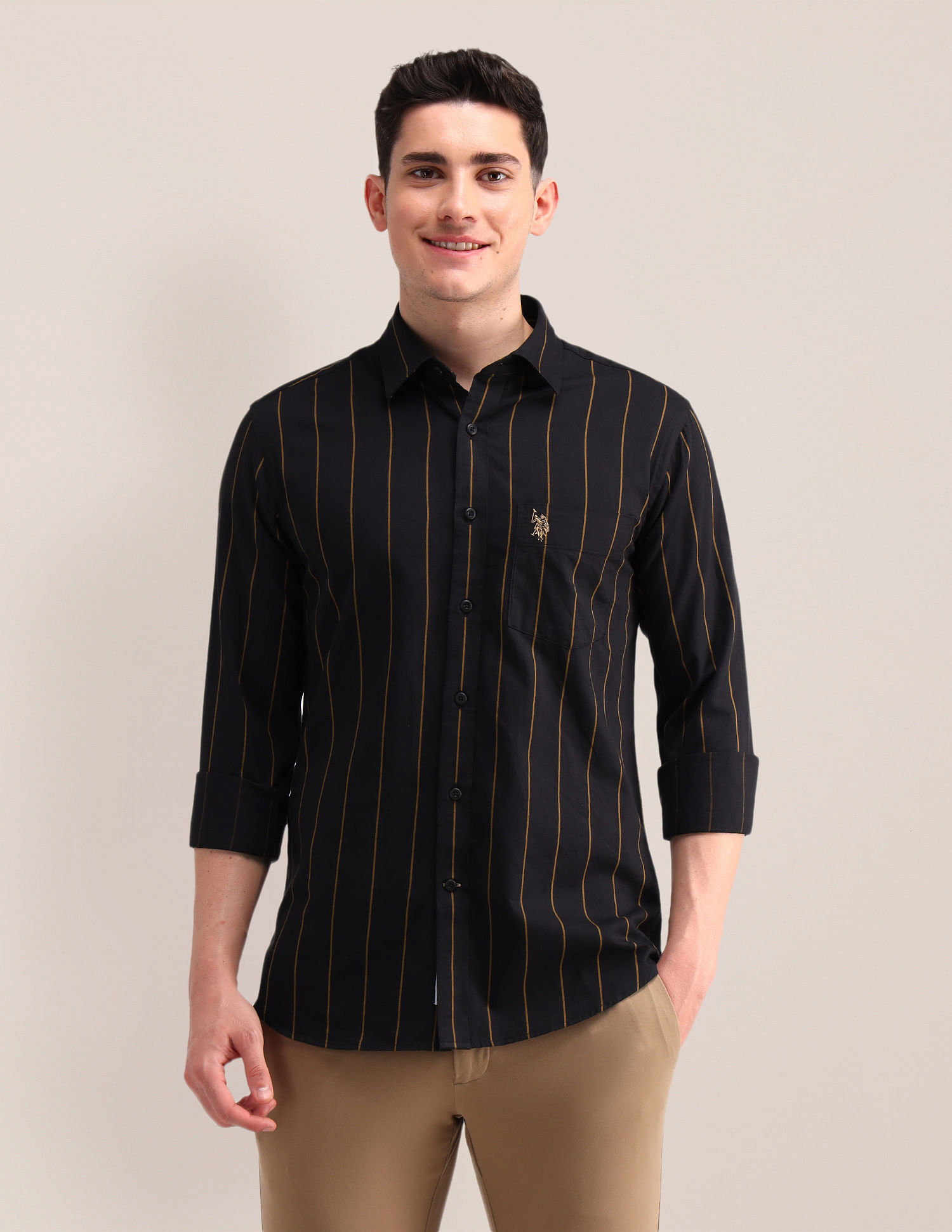 U.S. Polo Assn. Tailored Fit Twill Striped Shirt