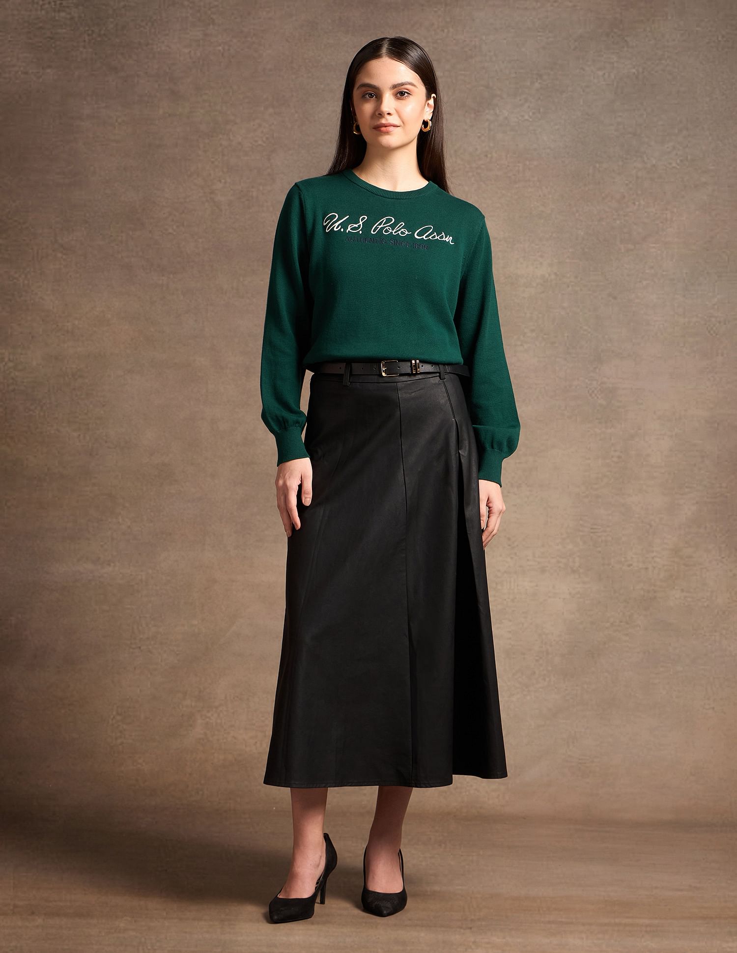 U.S. Polo Assn. Women Pure Cotton Brand Embroidered Sweater