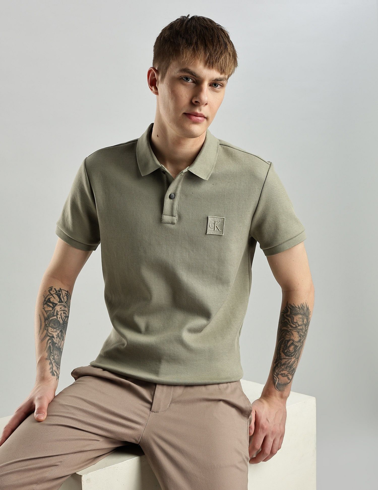 Buy Calvin Klein Jeans Logo Regular Fit Cotton Polo Shirt