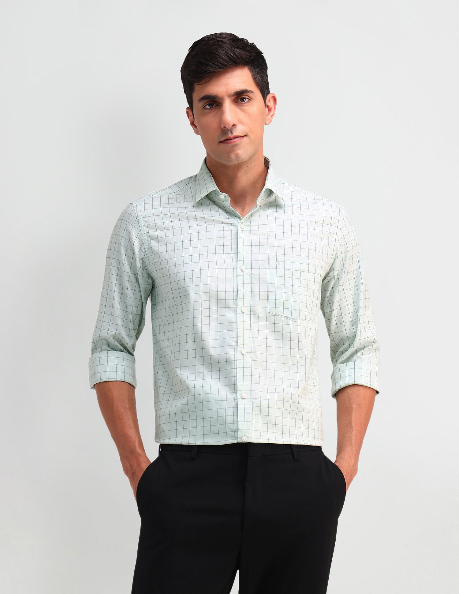 Arrow Manhattan Slim Fit Windowpane Checked Shirt