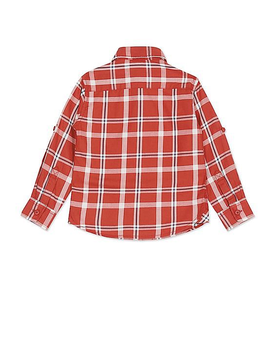 U.S. Polo Assn. Kids Boys Plaid Check Twill Weave Shirt
