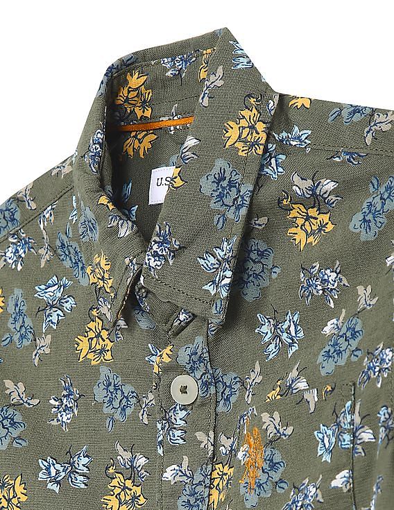 U.S. Polo Assn. Kids Boys Spread Collar Printed Shirt