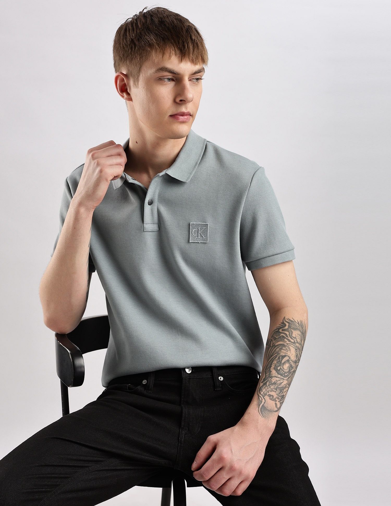 Calvin Klein Jeans Solid Regular Fit Cotton Polo Shirt
