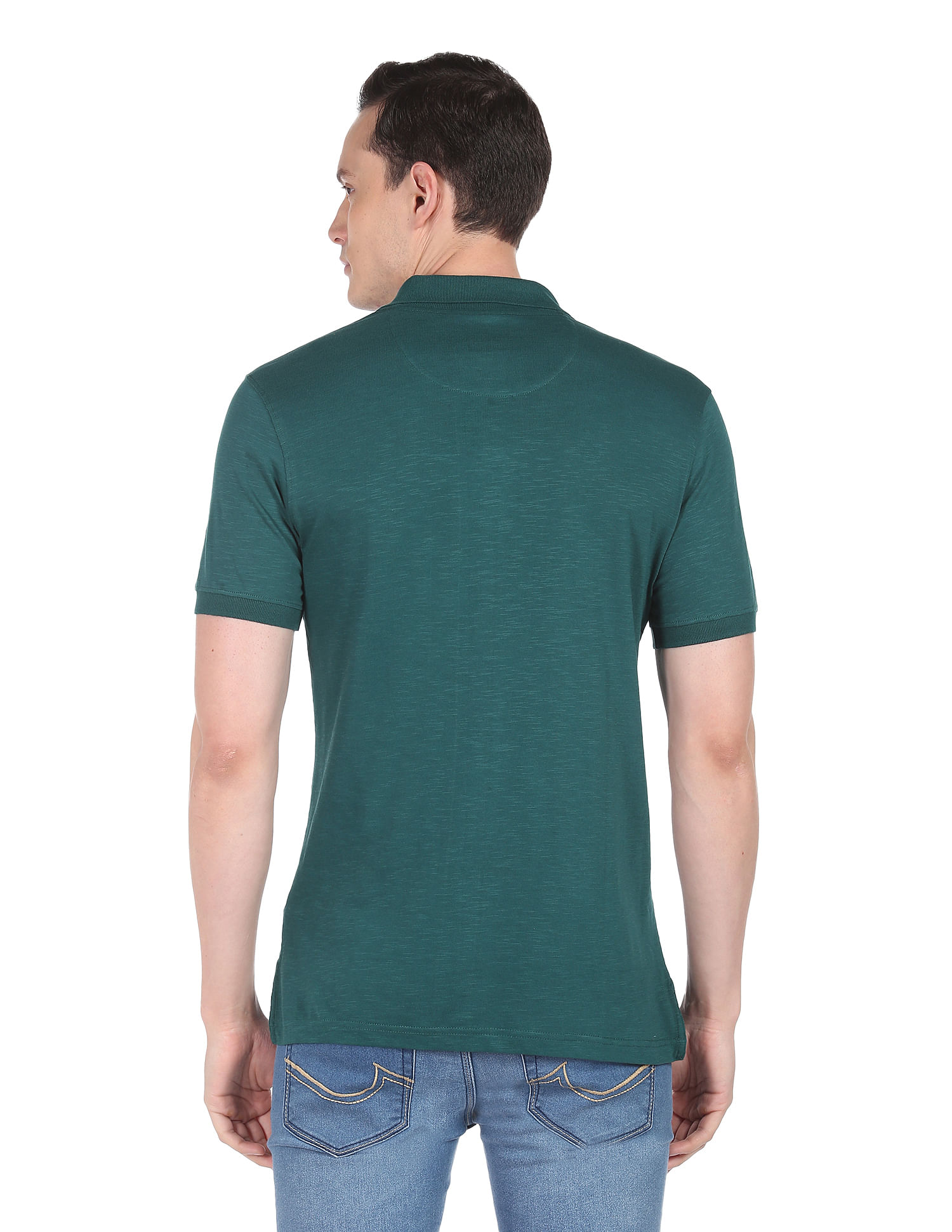 AD by Arvind Modern Jersey Slub Polo Shirt