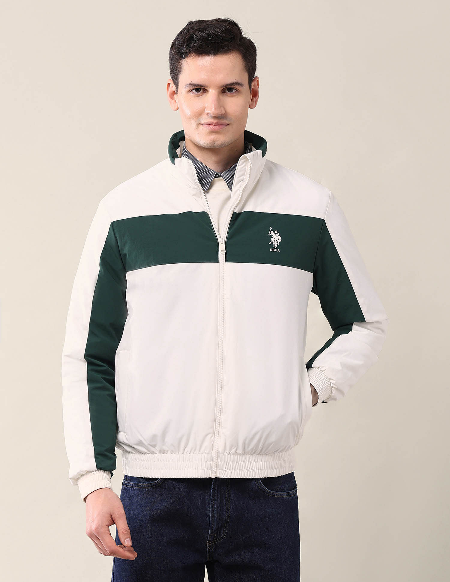 U.S. Polo Assn. Colourblocked Regular Fit Jacket