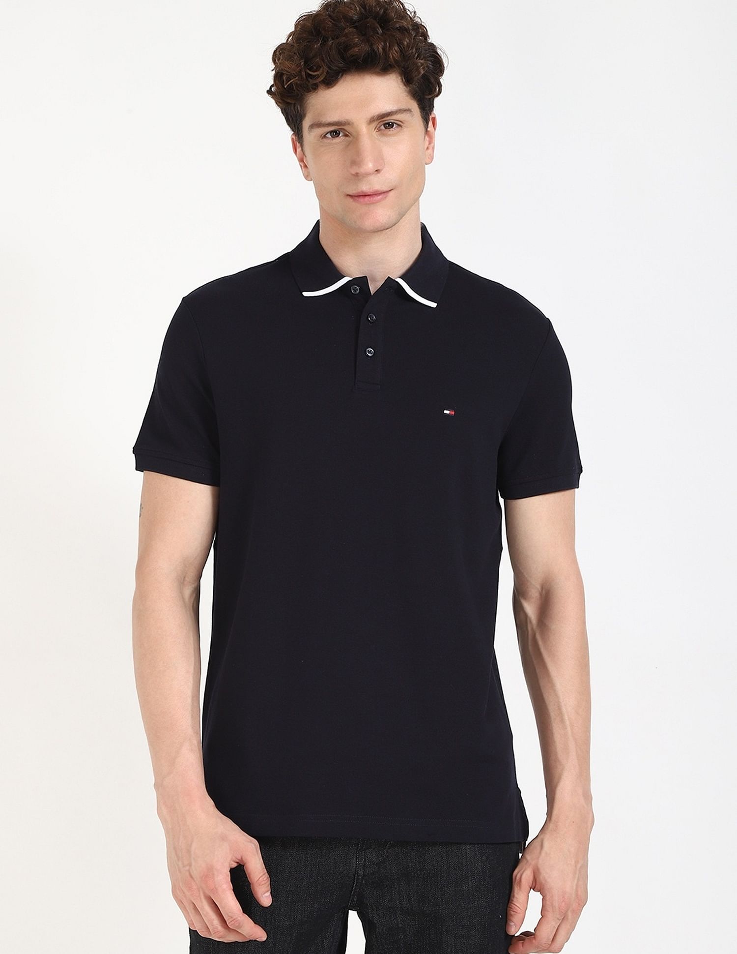 Tommy Hilfiger Solid Regular-Fit Cotton Polo Shirt