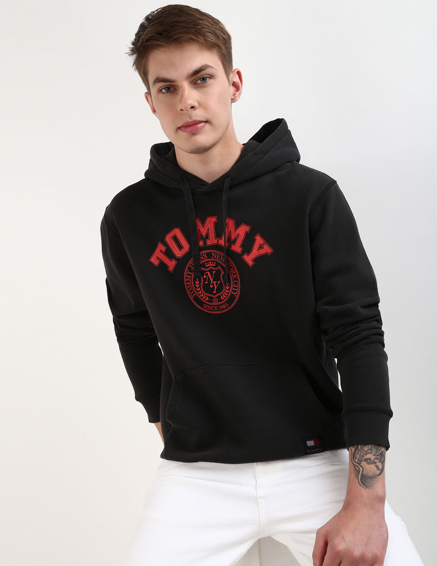 Tommy Hilfiger Washed Brand Printed Hooded Sweatshirt