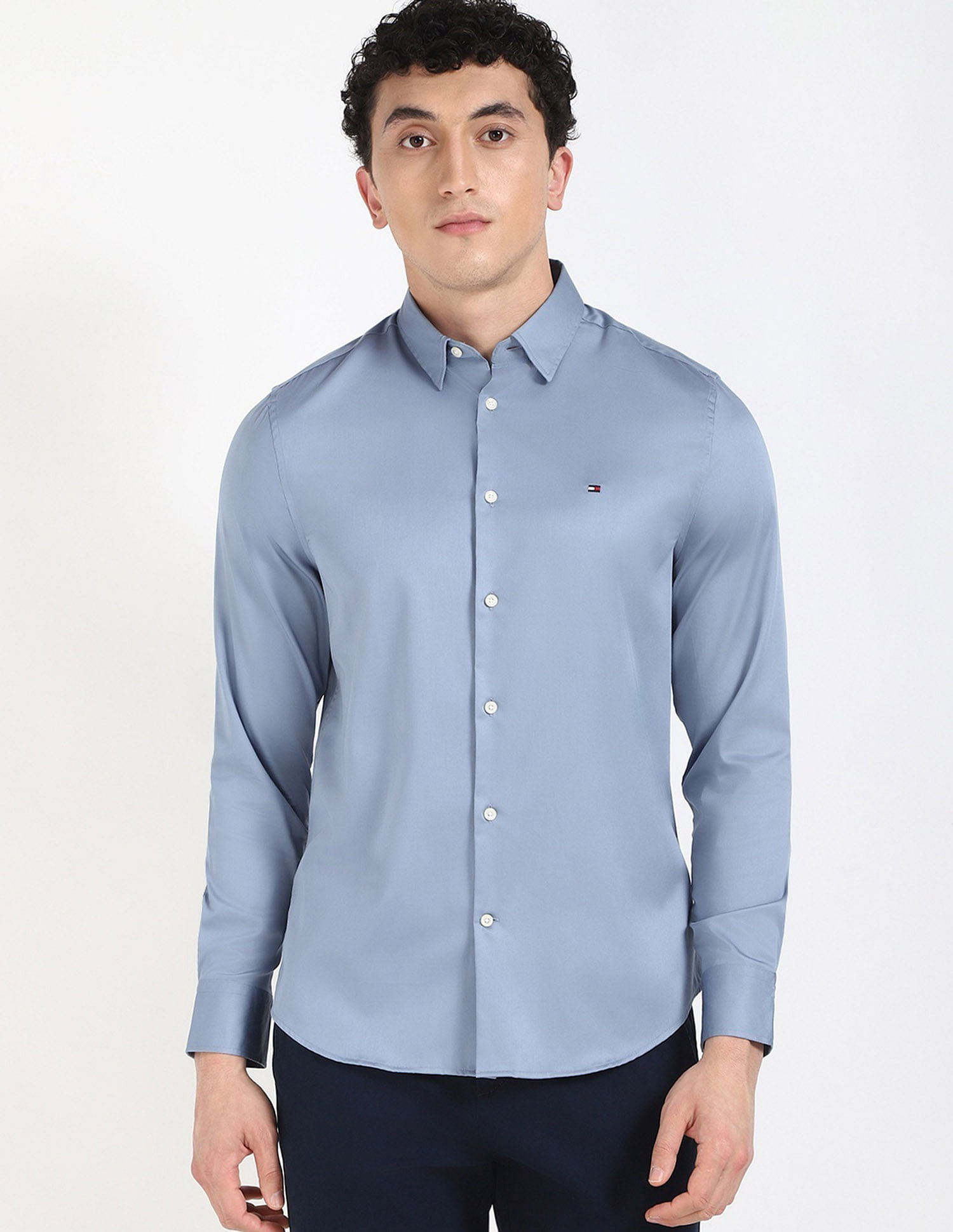 Tommy Hilfiger Solid Regular Fit Sateen Woven Shirt