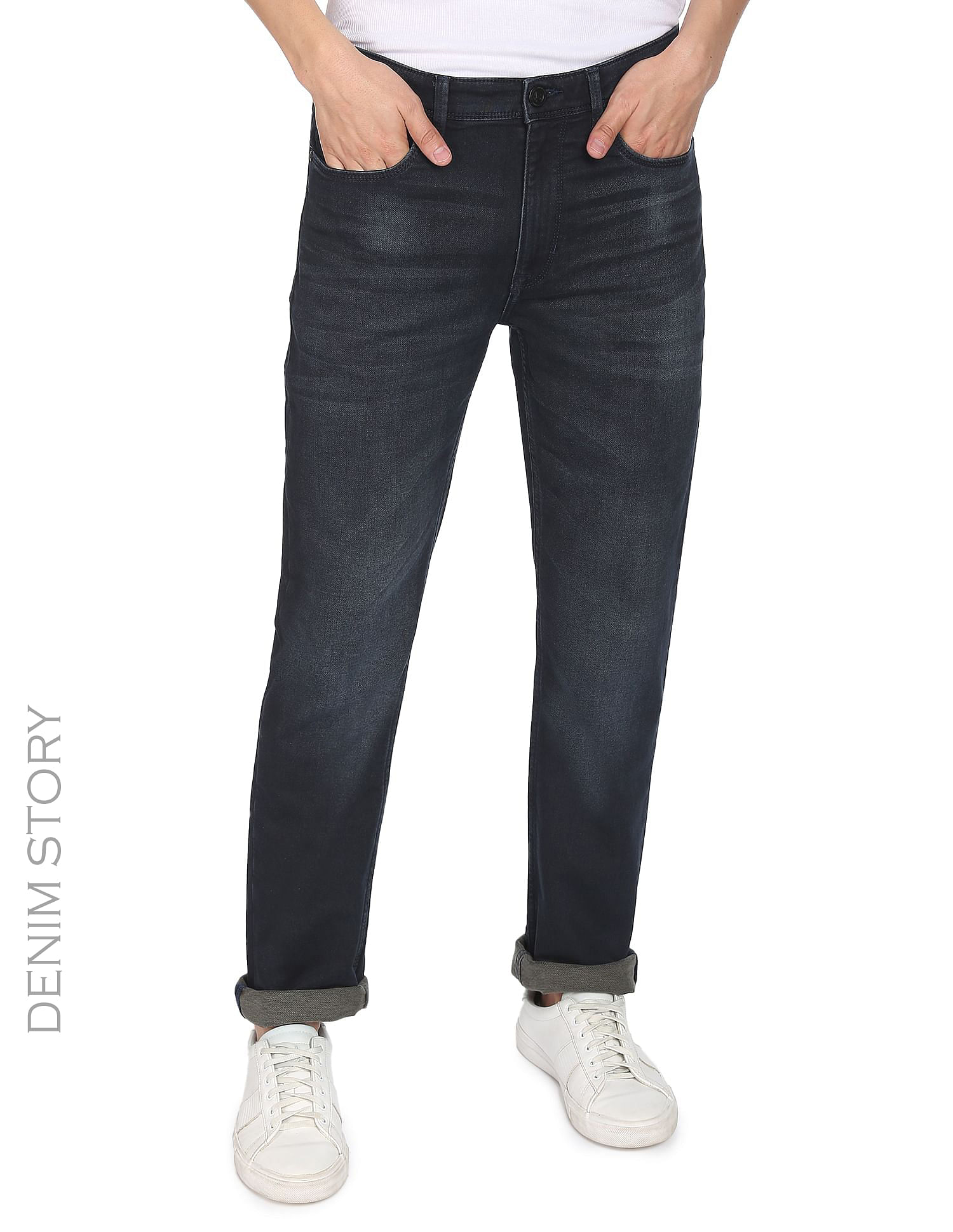 John Lewis ANYDAY Straight Fit Denim Jeans, Dark Wash at John Lewis &  Partners