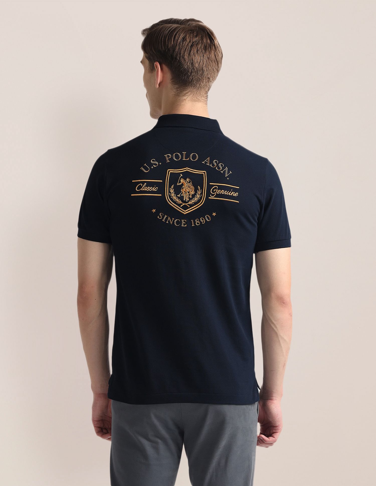 U.S. Polo Assn. Ribbed Collar Solid Polo Shirt