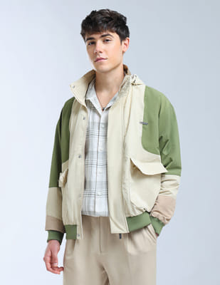 Buy Flying Machine Oversize Fit Colour Blocked Casual Jacket