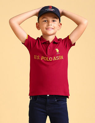 U S Polo Assn Kids Boys Typography Printed Polo Shirt