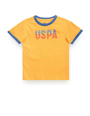 U S Polo Assn Kids Boys Contrast Detail Brand Print T-Shirt