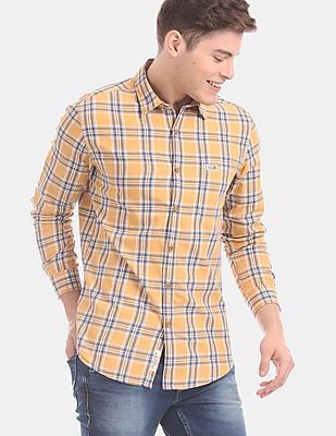 mens yellow slim fit shirt