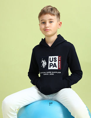 U S Polo Assn Kids Boys Hooded Regular Fit Sweatshirt