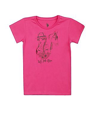 U S Polo Assn Kids Round Neck Graphic Print T-Shirt