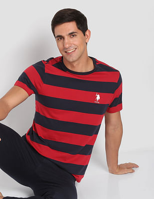 Uspa Innerwear Crew Neck Striped I688 Lounge T-Shirt - Pack Of 1