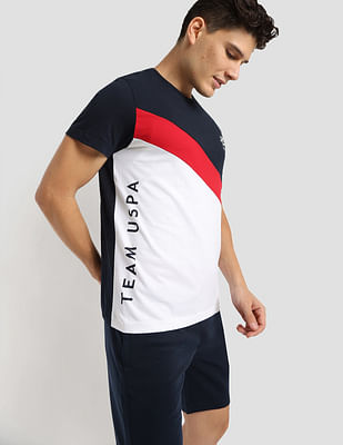 U S Polo Assn Diagonal Colour Block Active T-Shirt