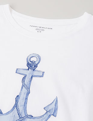 ★KIMHEKIM★Anchor Printed Cotton T-Shirt★大人気★ Anchor Printed Cotton T-Shirt (White) - KIMHĒKIM
