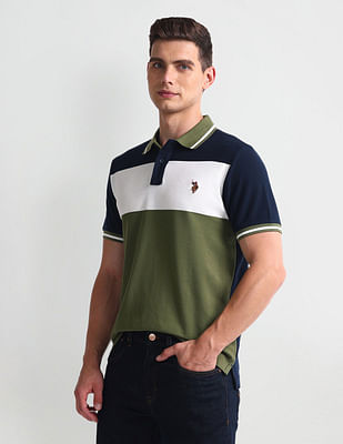 U S Polo Assn Denim Co Colour Block Yarn Dyed Polo Shirt