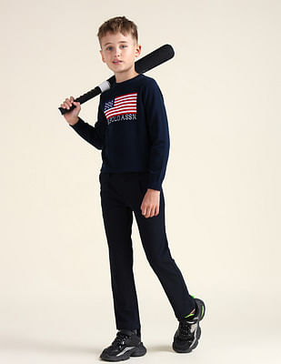 U S Polo Assn Kids Boys Solid Mid Rise Trousers