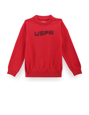 U S Polo Assn Kids Boys Embossed Logo Cotton Sweater