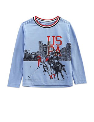 U S Polo Assn Kids Boys Cotton Graphic Print T-Shirt