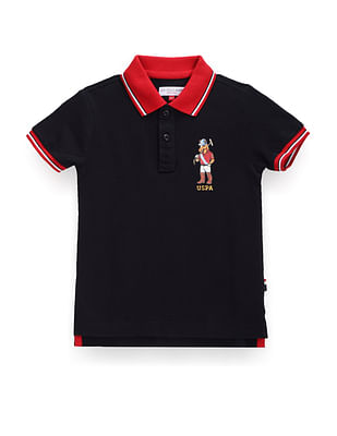 U S Polo Assn Kids Boys Striped Collar Polo Shirt