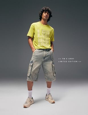 Buy Flying Machine Orry X Mid Rise Cobain Fit Cargo Jorts NNNOW