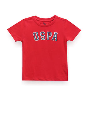 U S Polo Assn Kids Boys Typographic Print Cotton T-Shirt