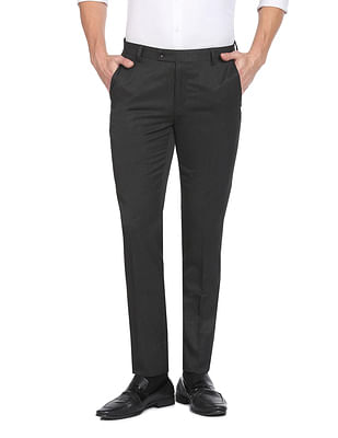 Buy Arrow Grey Regular Fit Flat Front Trousers for Men Online  Tata CLiQ