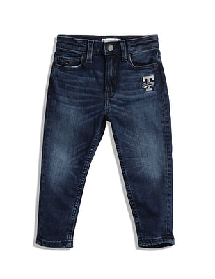 Tommy Hilfiger Kids Girls Mid Rise Dark Wash Jeans