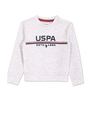 U S Polo Assn Kids Heathered Brand Print Sweatshirt