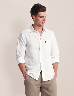 U S Polo Assn Tailored Fit Linen Blend Shirt