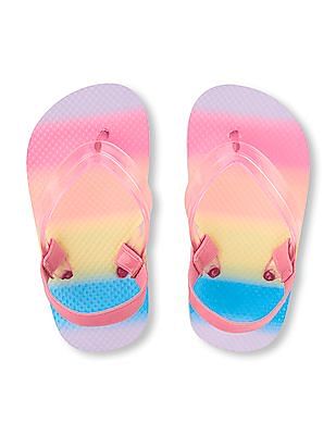 girls rainbow flip flops