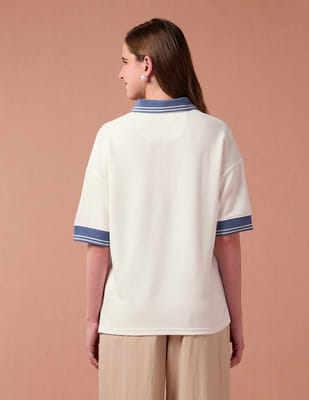 Buy U.S. Polo Assn. Women Oversized Textured Knit Polo Shirt