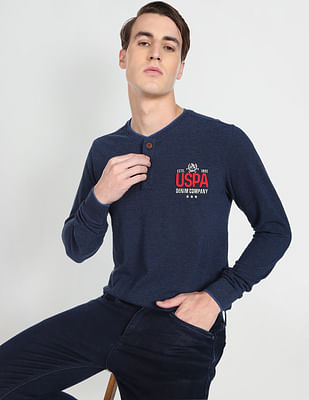 U S Polo Assn Denim Co Long Sleeve Cotton Henley T-Shirt