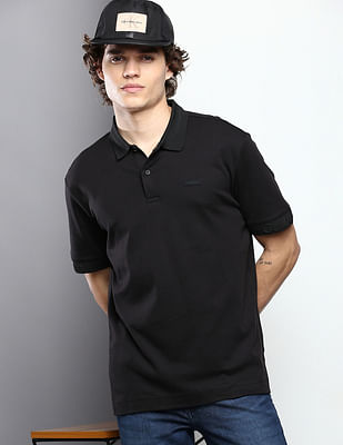 Calvin Klein Embossed Sleeve Hem Organic Cotton Polo Shirt