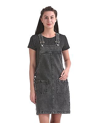 women's denim dungaree skirt