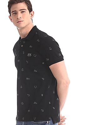 U S Polo Assn Denim Co All Over Print Pique Polo Shirt