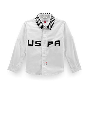 U S Polo Assn Kids Boys Check Collar Cotton Shirt