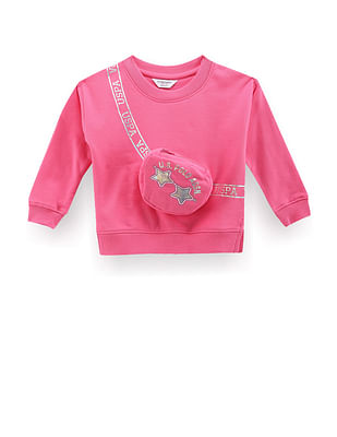 U S Polo Assn Kids Girls Brand Print Sweatshirt