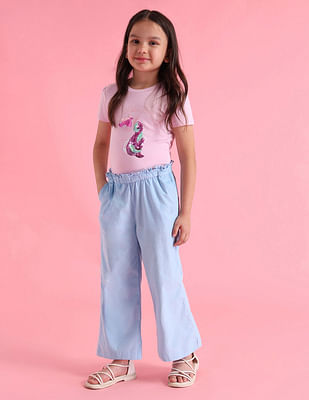 U S Polo Assn Kids Girls Solid Flared Trousers