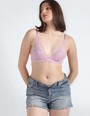 Calvin Klein Underwear Lace Detail Plunge Bra