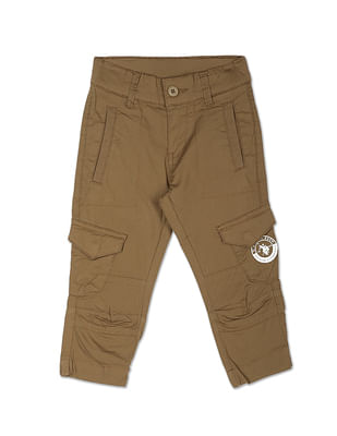 U S Polo Assn Kids Mid Rise Solid Cargo Pants