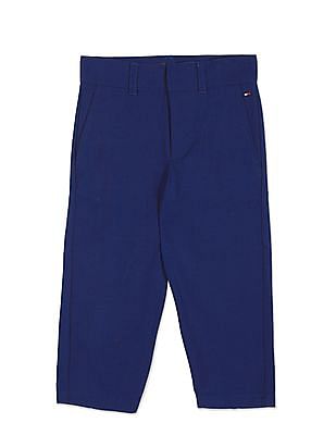 Tommy Hilfiger Kids Boys Navy Flat Front Solid Trousers